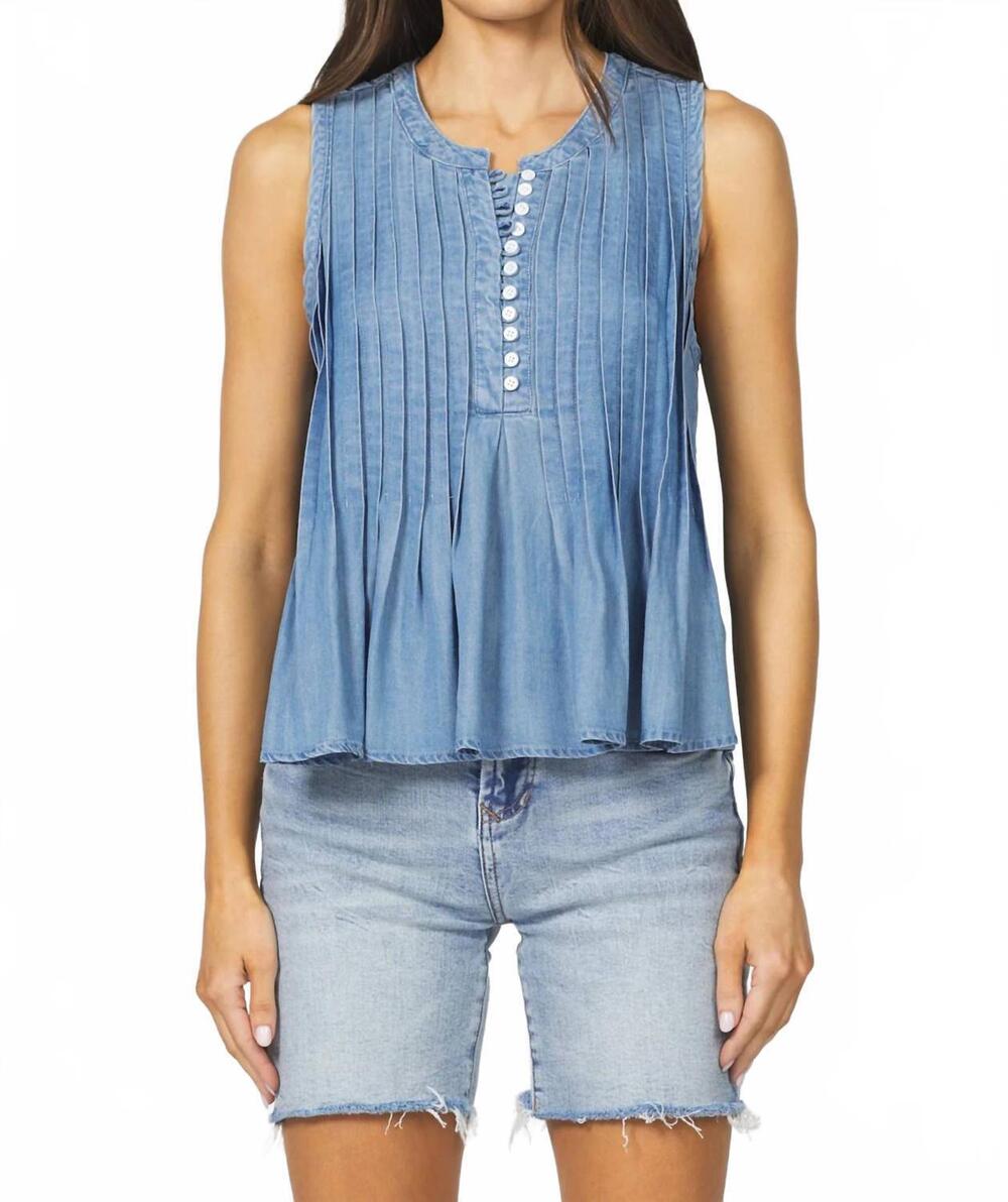 NEW DEAR JOHN DENIM myron sleeveless top in bleeched denim